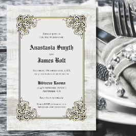 Houten lijst met rustieke uitstekende rand Huwelij Kaart