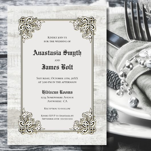 Houten lijst met rustieke uitstekende rand Huwelij Kaart