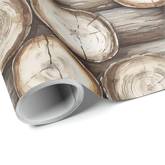 Houten Log Cabin Verjaardag Cadeaupapier (Rol Hoek)