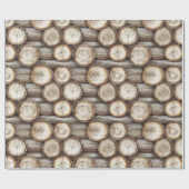 Houten Log Cabin Verjaardag Cadeaupapier (Vlak)