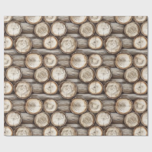 Houten Log Cabin Verjaardag Cadeaupapier (Vlak)