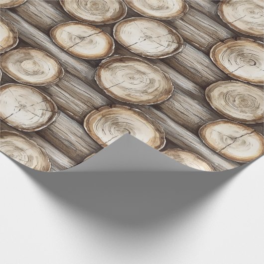 Houten Log Cabin Verjaardag Cadeaupapier (Hoek)