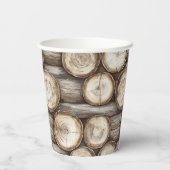 Houten Log Cabin Verjaardag Papieren Bekers (Achterkant)