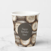 Houten Log Cabin Verjaardag Papieren Bekers (Voorkant)