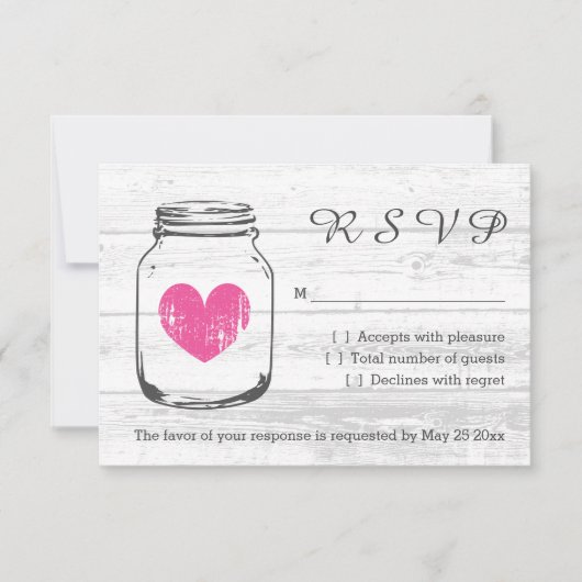 Houten metselaar pot RSVP landelijke huwelijksreac (Voorkant)