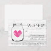 Houten metselaar pot RSVP landelijke huwelijksreac (Voorkant / Achterkant)