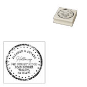 Houten Moderne Krans Getrouwd Stel Retouradres Rubberstempel (Gestempeld)