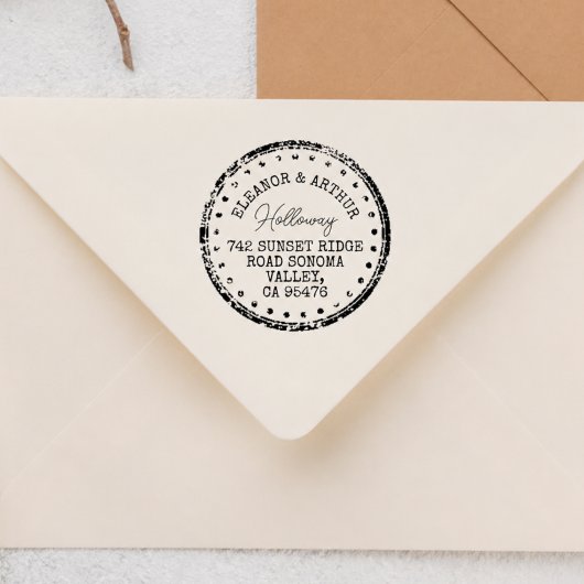 Houten Moderne Krans Getrouwd Stel Retouradres Rubberstempel