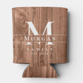 Houten monogram op maat aangepaste achternaam cade blikjeskoeler (Achterkant)