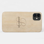 Houten Monogram Persoonlijke Naam Case-Mate iPhone Case (Achterkant (horizontaal))