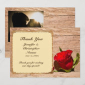 Houten Muur & Rode Roos Dank u kaart (Voorkant / Achterkant)