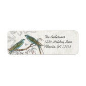 Houten muziekstructuur vintage vogels labels (Voorkant)