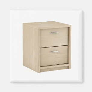 Houten nachtstandaard met twee laden magneet