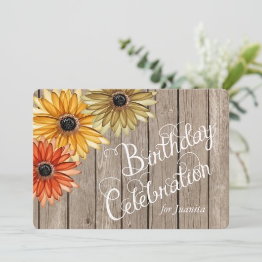 Houten najaar bloemen Aangepaste feestdag uitnodig Kaart (Staand voorkant)