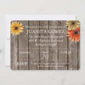 Houten najaar bloemen Aangepaste feestdag uitnodig Kaart (Achterkant)