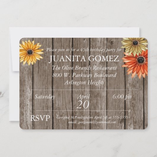 Houten najaar bloemen Aangepaste feestdag uitnodig Kaart (Achterkant)