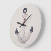 Houten nautisch anker op neutrale achtergrond grote klok (Hoek)