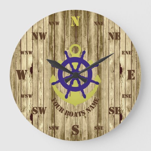 Houten nautische zeilen grote klok (Voorkant)