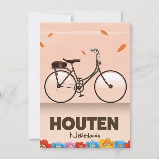 Houten Nederland reisaffiche. Kaart (Achterkant)