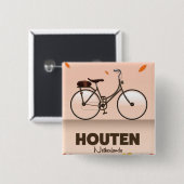 Houten Nederland reisaffiche. Vierkante Button 5,1 Cm (Voorkant /achterkant)