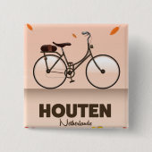 Houten Nederland reisaffiche. Vierkante Button 5,1 Cm (Voorkant)