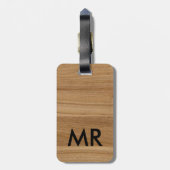 Houten (niet echt hout) Mooie monogram wereldreis Bagagelabel (Achterkant verticaal)