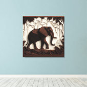 Houten olifantenkunst canvas afdruk (Insitu (Houten vloer))