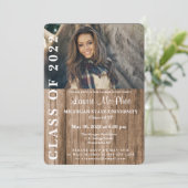 Houten Omheining Aangepaste Foto Afstuderen Kaart (Staand voorkant)