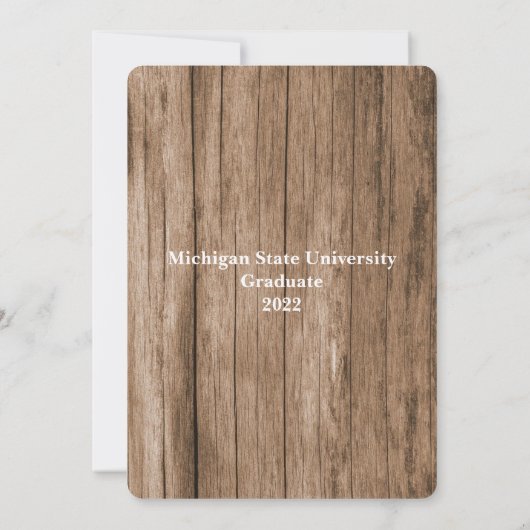 Houten Omheining Aangepaste Foto Afstuderen Kaart (Achterkant)