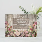 Houten Omheining met Geschilderde Rozen & Douanefo Bedankkaart (Staand voorkant)