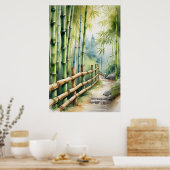 Houten omheiningspad te midden van bamboe poster (Keuken)