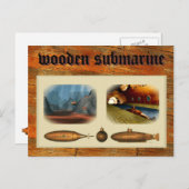 houten onderzeeër briefkaart (Voorkant / Achterkant)