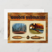 houten onderzeeër feestdagenkaart (Voorkant / Achterkant)