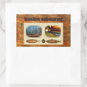 houten onderzeeër rechthoekige sticker (Tas)