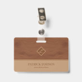 Houten ontwerp in bruin en beige badge (Achterkant met clip)