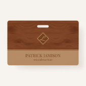 Houten ontwerp in bruin en beige badge (Achterkant)