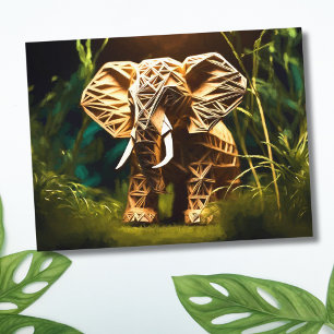Houten Origami Olifant Briefkaart