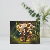 Houten Origami Olifant Briefkaart (Staand voorkant)
