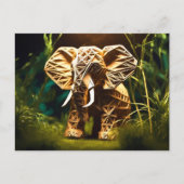 Houten Origami Olifant Briefkaart (Voorkant)