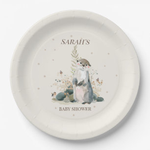 Houten Otter Baby Shower Papieren Borden Bordje