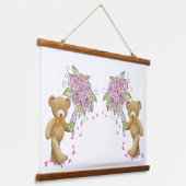 Houten Overdekte Wandtapijt Beer Bloemen Bloemen B Hangend Wandkleed (Gebogen)