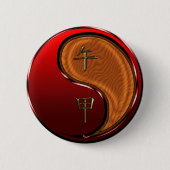 Houten Paard Ronde Button 5,7 Cm (Voorkant)