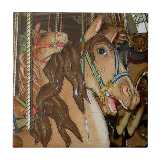 Houten paarden tegeltje