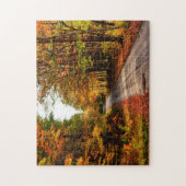 Houten pad met herfstkleuren legpuzzel (Verticaal)