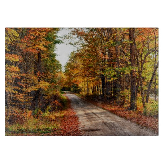 Houten pad met herfstloof snijplank (Voorkant)