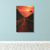 Houten pad naar het strand zonsondergang over Ocea Canvas Afdruk (Insitu (Houten vloer))
