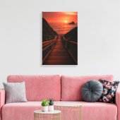 Houten pad naar het strand zonsondergang over Ocea Canvas Afdruk (Insitu (Woonkamer))