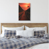 Houten pad naar het strand zonsondergang over Ocea Canvas Afdruk (Insitu (Slaapkamer))