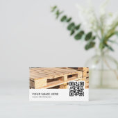 Houten Pallet Pickup Delivery Service QR-code Visitekaartje (Staand voorkant)