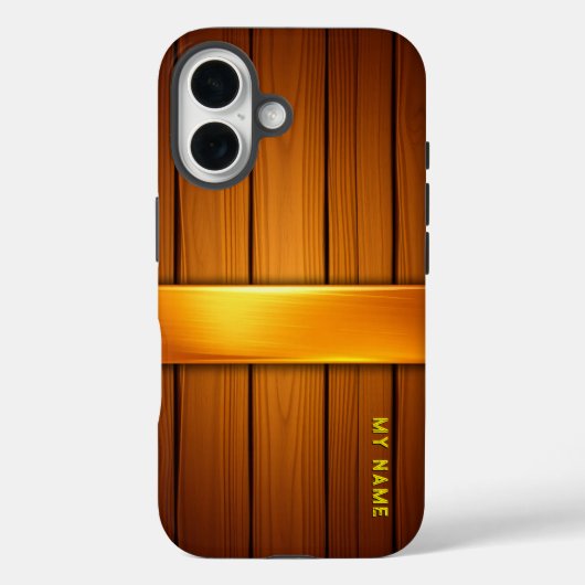 Houten paneel met gouden accent Case-Mate iPhone case (Achterkant)